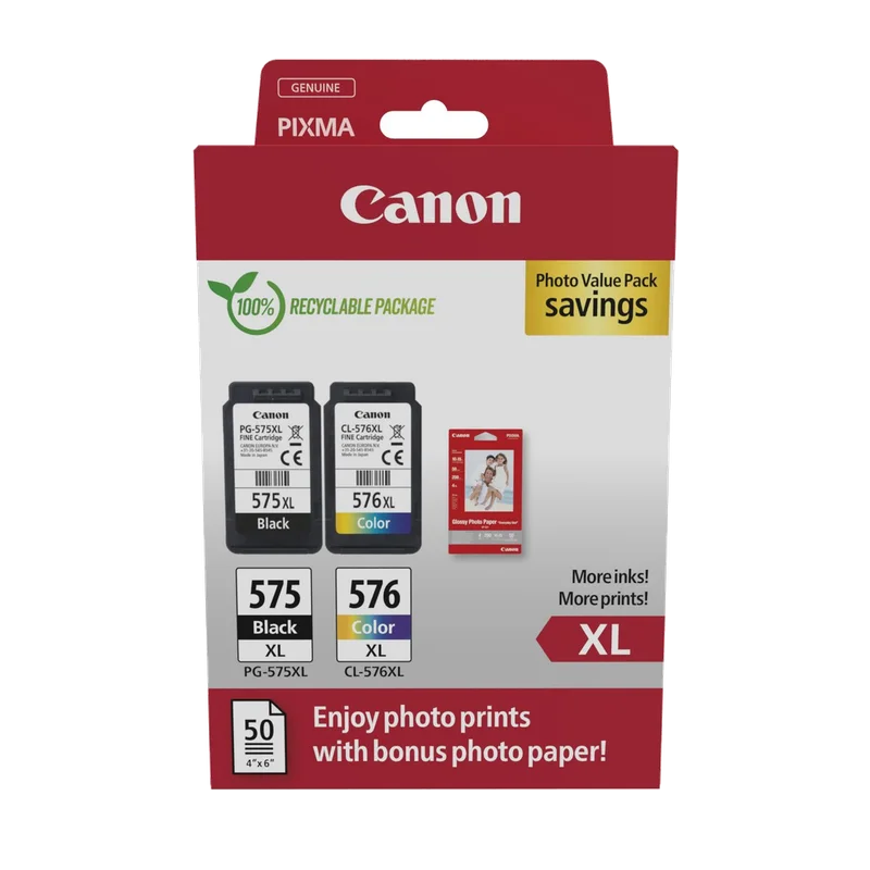 Canon PG-575XL + CL-576XL set zwart en kleur met fotopapier